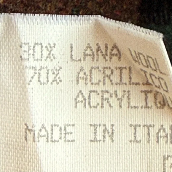 Patchwork pattern knit oversized cardigan wool blend pockets multicolor vintage - Picture 9 of 10